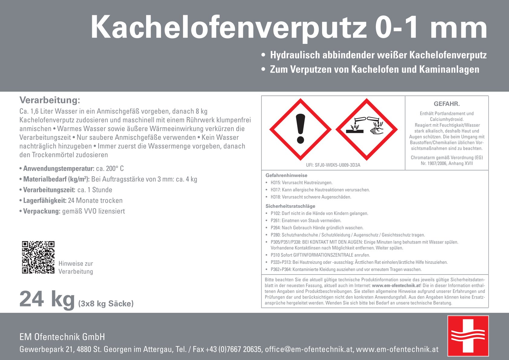 Grafitherm Kachelofenverputz 0-1mm 24 kg – Bild 2